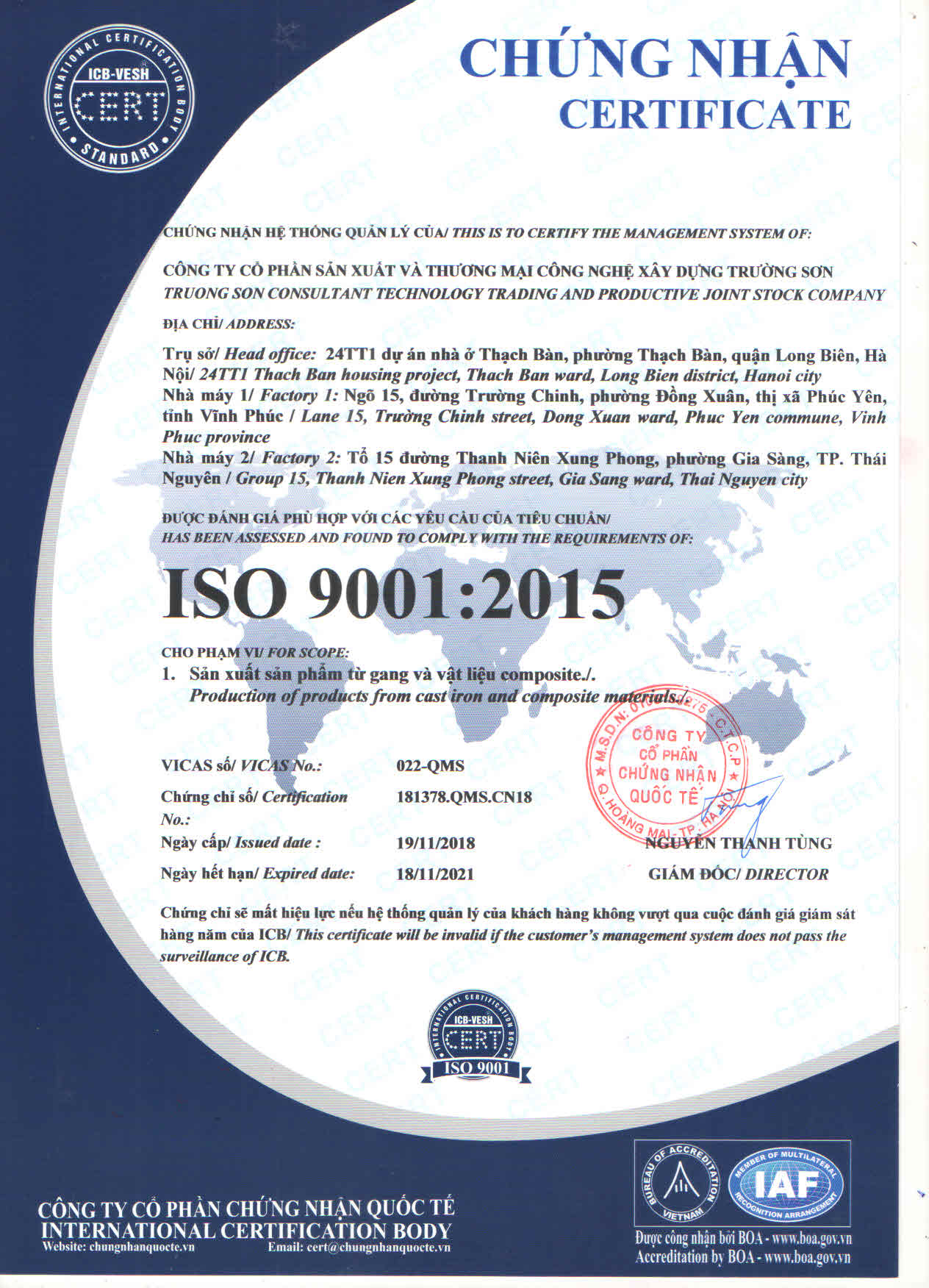 Chứng nhận chất lượng ISO 9001:2015